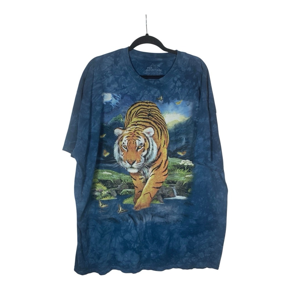 The Mountain Men's T-shirt Blue Tiger & Butterflies Retired Logo 3XL #1491 EUC